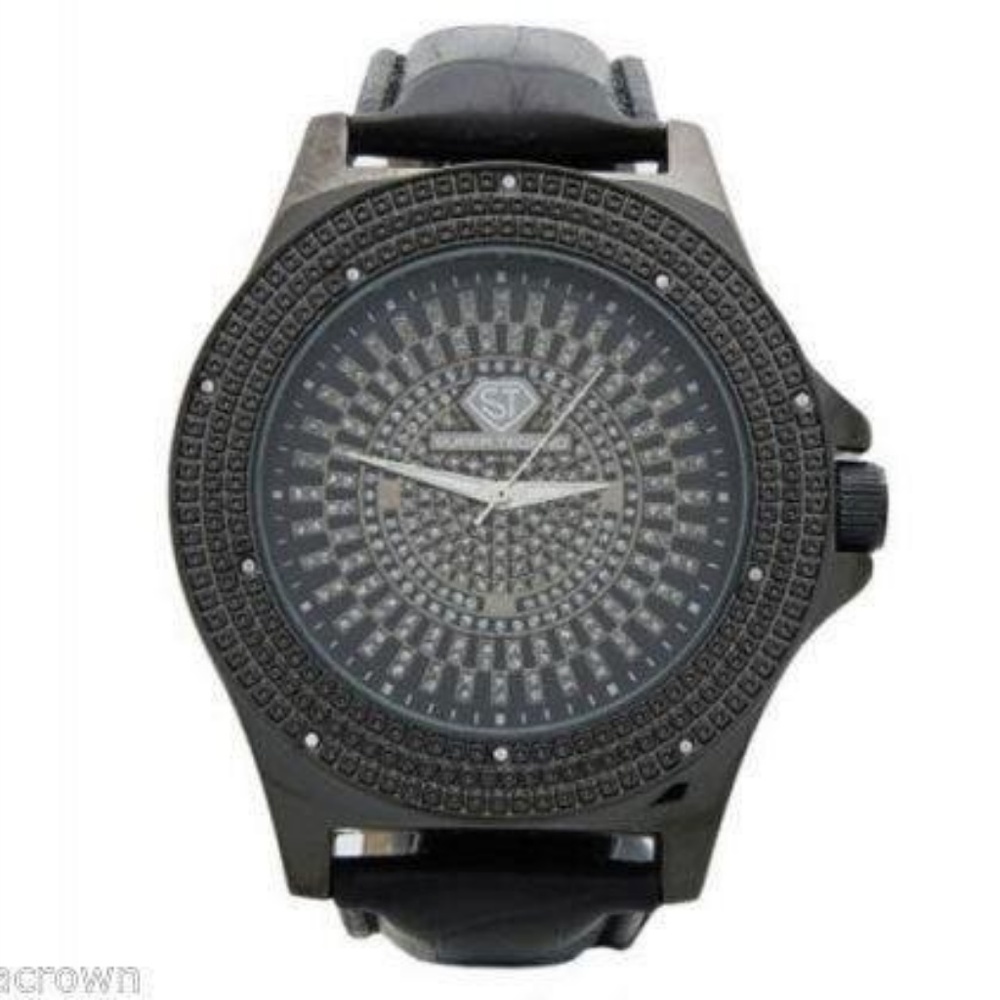 Super Techno 0.10CT diamonds Watch M-6235 Black